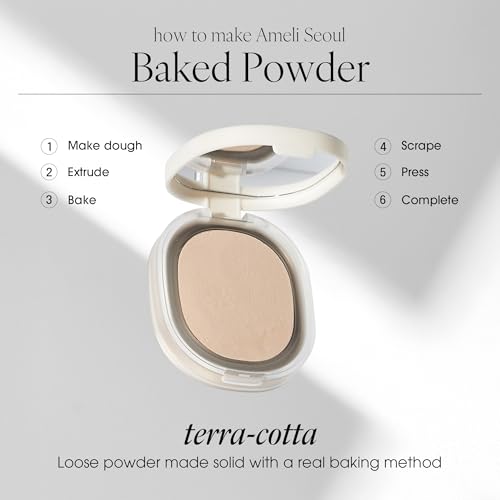 BAKED POWDER 001 NATURAL BEIGE, Terra-Cotta Facial Powder, Crease-free, Smudge Free & Weightless Setting powder (6.2g, 0.014 oz.)