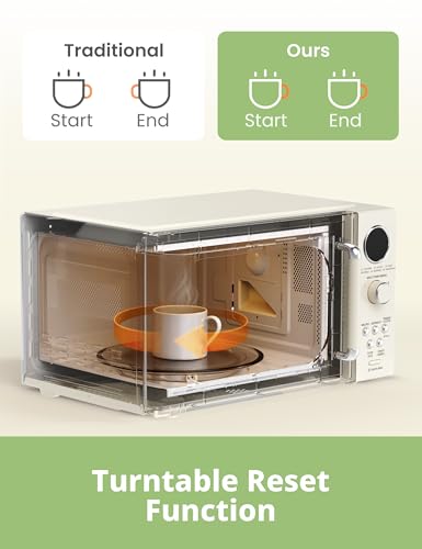 COMFEE' Retro Microwave Oven 0.9 Cu.Ft 900W Countertop Apricot - Child Lock & 9 Auto Menus