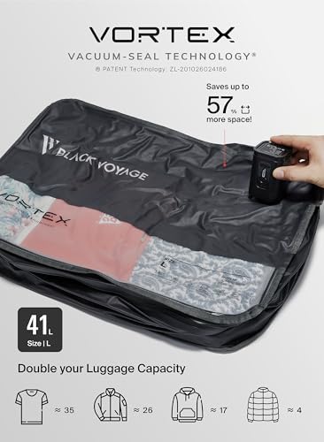 Gray Reusable Vacuum Compression Travel Bags 2-Pack - Large, Waterproof, Space Saver