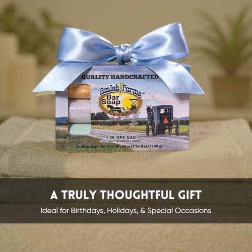 Amish Farms Natural Bentonite Clay Bar Soap - Vegan, Sensitive Skin, 6 Bars