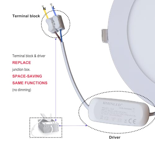 18W Round LED Recessed Panel Light - 8 Inch Cool White 6500K, 10 Pack