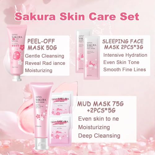 Sakura Skin Care Set for Teen Girls Birthday Gifts - Kids Skin Care Set for girls Ages 8-12 -Skincare for Girls 10-12 - Skin Care for Kids 8-9 - Skin Care Kit for Women Christmas Gifts