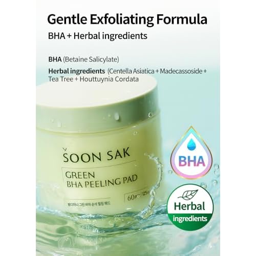 BEAUDIANI Green BHA Peeling Pad 60ct | Korean Exfoliating Toner Pads | Minimize Pores, Soothe Blemish-Prone Skin | Gentle Daily Chemical Exfoliant | K-Beauty Skincare