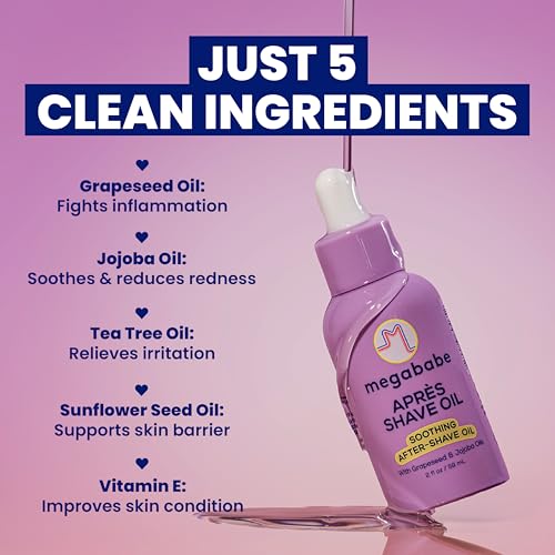 Megababe Apr?s Shave Oil | Soothing After-Shave Oil | Vacation Essential | with Grapeseed & Jojoba Oils | 2 fl oz