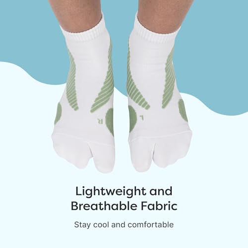 ZenToes Large Sage & White Padded Bunion Relief Socks - Big Toe Separator & Protector, Moisture Wicking - 1 Pair