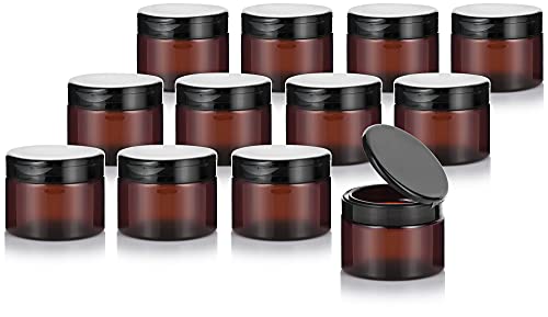 12oz Amber Plastic Jar with Black Flip Top - Reusable Food & Home Storage