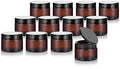 12oz Amber Plastic Jar with Black Flip Top - Reusable Food & Home Storage