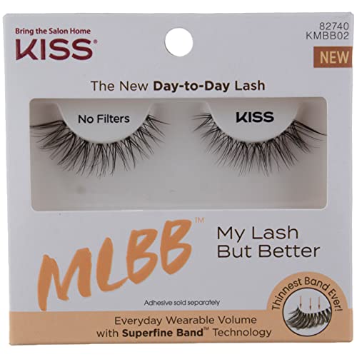 Kiss My Lash But Better No Filters Pack of 6 - Natural-Looking Reusable False Eyelashes, Invisible Band, Day-to-Day Wear
