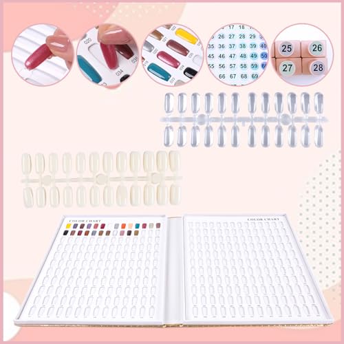 Gold Nail Swatches Book with 480 Tips - Professional Nail Display Chart