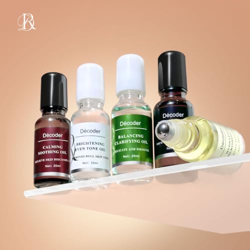 Decoder 5-Piece Facial Serum-Oil Set | Glow-Boosting, Anti-Aging, Hydrating, Claming, Nourishing ? Roll-On, Squalane, Jojoba Oil, Vitamin C & E, Clean Beauty for Women
