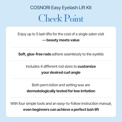 Eyelash Lift Kit - DIY Lash Perm with No Glue Rods, Long-Lasting Curl, 5 Applications