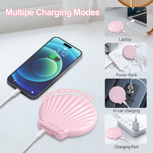 Compact Makeup Mirror with Lights - 3.5" Portable, 2-Sided, Lightweight & Shatterproof, Folding Magnifying Mirror 2X/10X, Small Gift for Women