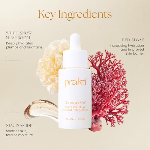 Prakti SundaSkin Essential Hydrating Serum, Firms, Smooths & Evens Skin Tone with Niacinamide & Hyaluronic Acid, 1 fl oz