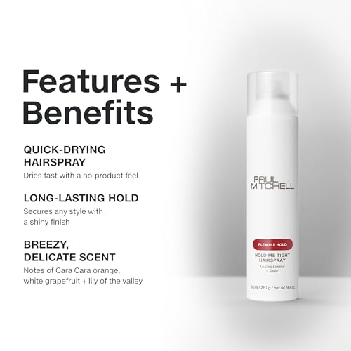 Paul Mitchell Hold Me Tight Hairspray, Flexible Hold, Lasting Control + Shine, For All Hair Types, especially Fine to Medium Hair