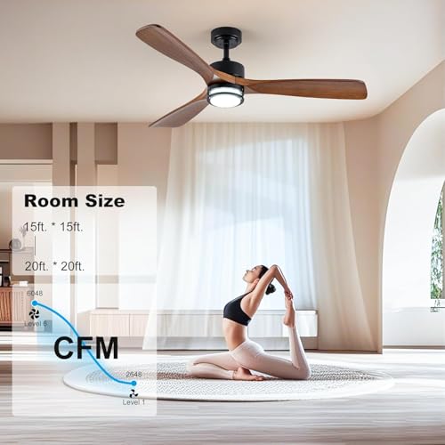 Walnut 52-Inch Outdoor Ceiling Fan with Light, Remote, Reversible Motor