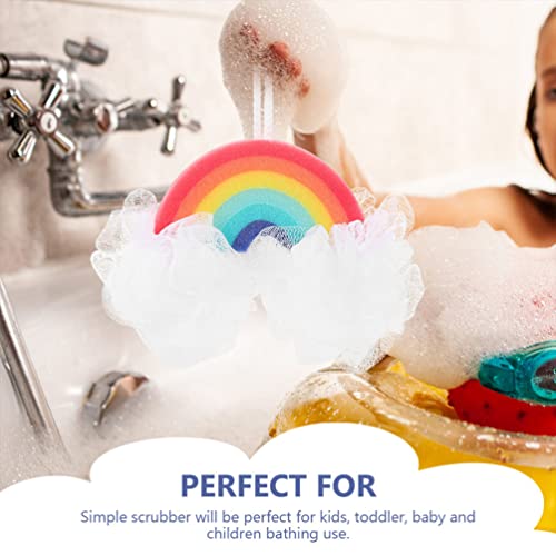 Rainbow Bath Sponge for Kids 7.87 Inch Soft Shower Puff Loofah Mesh Exfoliating Body Scrubber Baby Bath Accessory