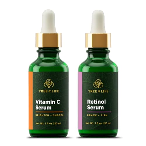 Tree of Life Brighten & Renew Face Serum Set with Vitamin C & Retinol