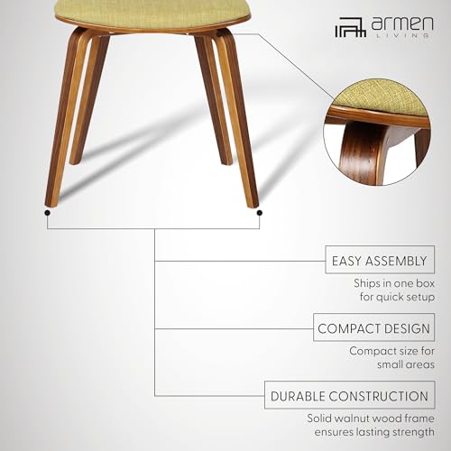 Mid-Century Dining Chair with Walnut Wood & Green Fabric - Variation: Green/Walnut/Single