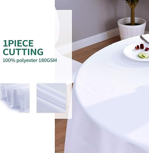 120 Inch White Round Tablecloths 10 Pack for Events & Dining - Surmente Variation