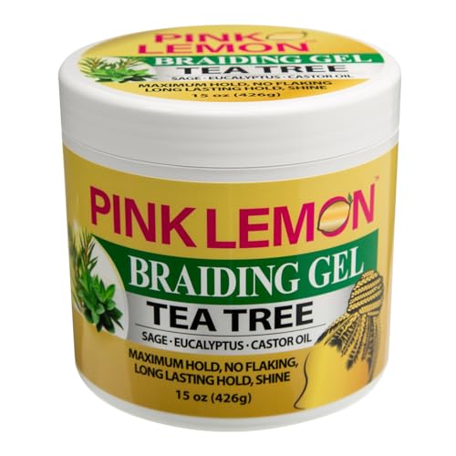 Braiding Gel - Tea Tree - Maximum Hold, High Shine, No Flaking, 15 oz - Pink Lemon