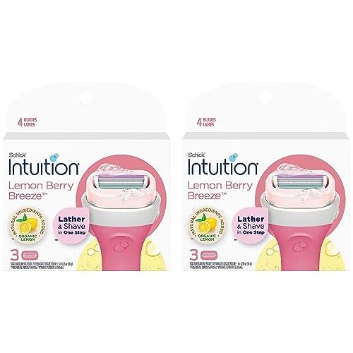 Schick Intuition Lemon Renewing Moisture Women Razor Refill Cartridges, New Version 2022 (Lemon6Count(2Pack))