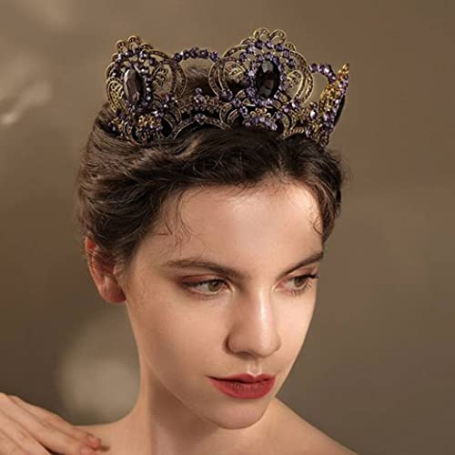 Purple Bridal Tiara Crown with Rhinestones for Wedding and Prom