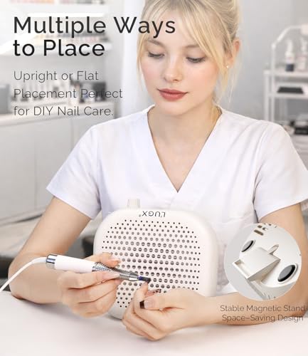 Rechargeable Nail Dust Collector - Compact, 10-Speed Turbo Fan, LED Display, Strong Suction - Stardust Beige
