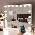 LED Lighted Vanity Mirror with Lights - Hollywood Style, 15 Bulbs, USB Charging Port, 22.8x18 inches, White - Variation A