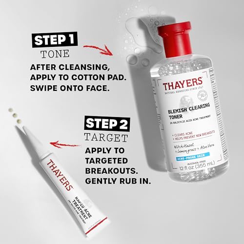 Control the Zit-uation: Thayers Blemish Clearing 2% Salicylic Acid Toner + Rapid 10% Sulfur Acne Treatment, Soothing and Non-Stripping Skin Care