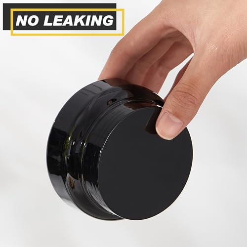 Plastic Cosmetic Jars with Lids and Labels, 8 oz, Black - Pack of 24