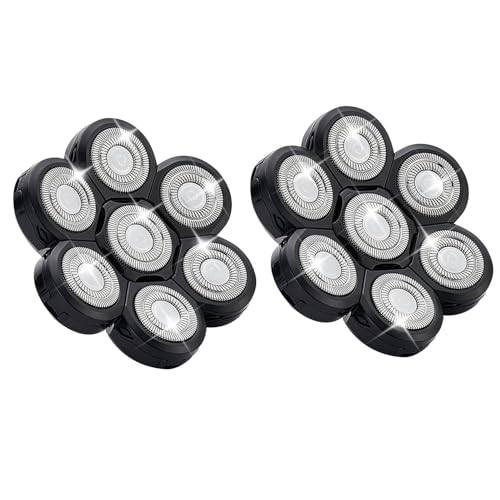 Black 7-Blade Replacement Shaver Heads for Bald Head & Face - 2 Pack