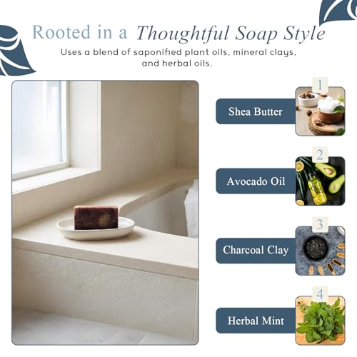 Switch2Pure Detox Bar Soap with Shea Butter, Avocado Oil & Mineral Clays, Herbal Mint Infused Organic Soap Bar for Deep Cleaning & Refreshed Skin Full Size 4 Oz