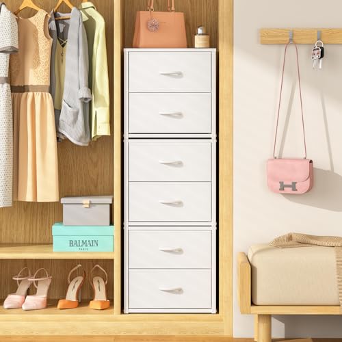 DAOUTIME 3-Piece Stackable Closet Drawer Organizer Set - White, Space-Saving Storage for Bedroom & Living Room