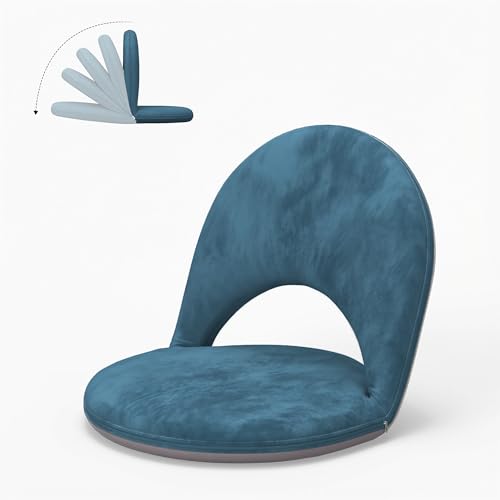 Cuzobro Blue Foldable 5-Position Floor Chair for Kids & Adults, Indoor Outdoor Seating
