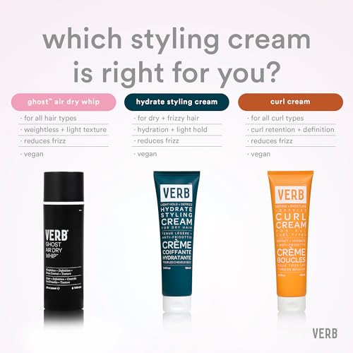VERB Hydrate Styling Cream - Smooth + Reduce Frizz for Dry + Frizzy Hair - Amber + Warm Jasmine Scent