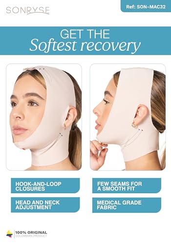 Sonryse Post-Surgery Chin Support Garment Medium Open-Ear Beige