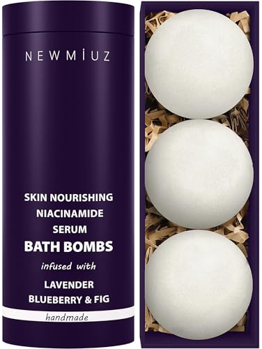 Luxury Lavender & Blueberry Bath Bombs with Niacinamide - Stress Relief & Sensitive Skin Care Set
