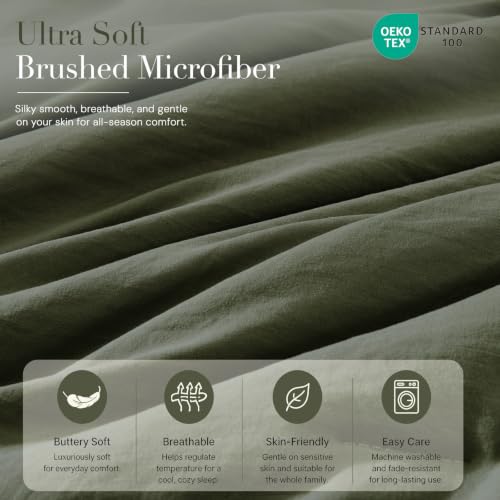Alpine Olive Oversized King Comforter Set 7 Pieces Bed in a Bag - WRENSONGE