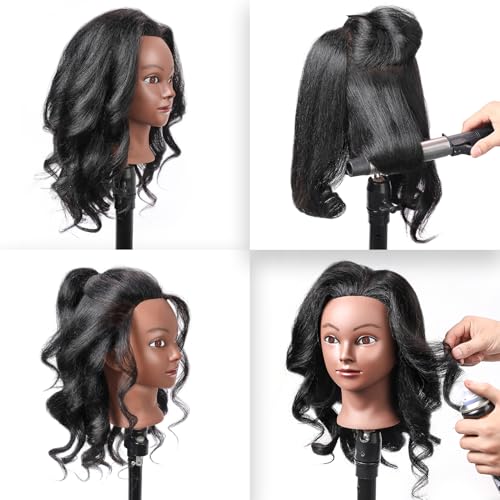 18 Inch Real Hair Mannequin Head for Hairdressing Training - Black