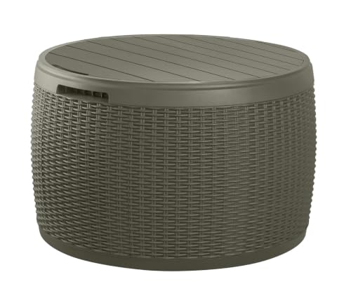Keter Circa 37 Gallon Outdoor Resin Deck Box & Stool - Green Rattan