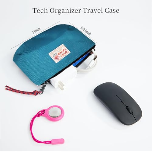 Blue Tech Storage Pouch - Small Travel Cable Organizer EDC