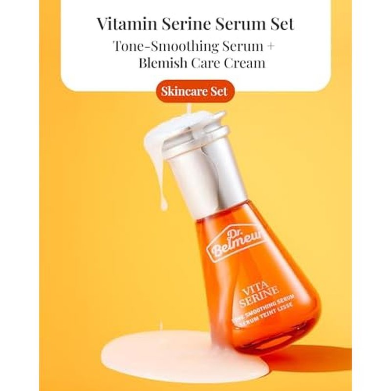 Dr. Belmeur Vitamin Serine (Serum Set, 2.5fl oz, 3 Pieces) - Lightweight Ampoule for Healthy, Clear Complexion. Korean Skincare by LG Beauty. Vitamin C & B3, Provitamin B5