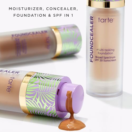 tarte Babassu Foundcealer Dewy Foundation Broad Spectrum SPF 20 Sunscreen ? Foundation & Concealer in 1 with SPF, Vegan Skincare Makeup with Radiant Buildable Medium Coverage, Cruelty Free