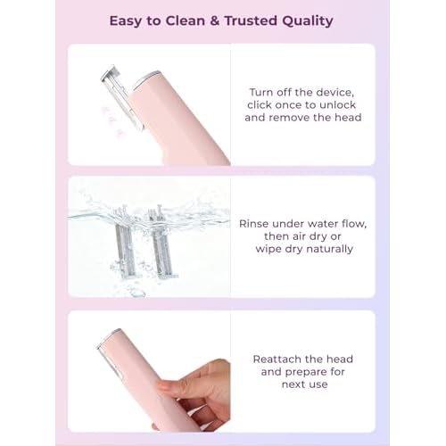 Dermaplane Facial Razor for Women ? Electric 2-Speed Sonic Dermaplaning Tool with 5 Replacement Heads, Safe Peach Fuzz Remover & Exfoliating Face Hair Removal Device