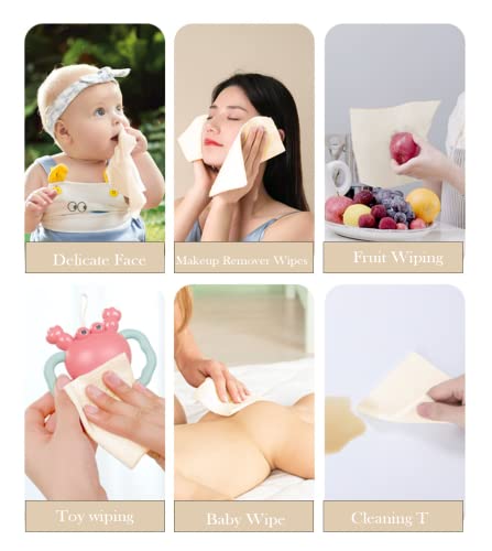 Lekoch Bamboo Face Wipes 50 Count Pack - Hypoallergenic & Biodegradable, Wet & Dry Facial Towels for Sensitive Skin, Travel & Makeup Removal