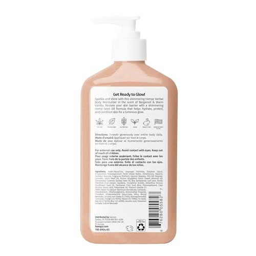 Hempz Glow Getter Body Lotion,Hydrating Moisturizer with Shimmer,17 oz.,(Pack of 2)
