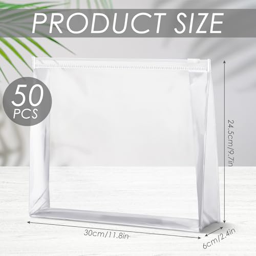 Xuniea 50 Pcs Mini Clear Makeup Bag Small Clear Zipper Pouch Travel Plastic Cosmetic Organizer Waterproof for Toiletries Swimsuit Bikini Bathing Suit(11.81'',Transparent)