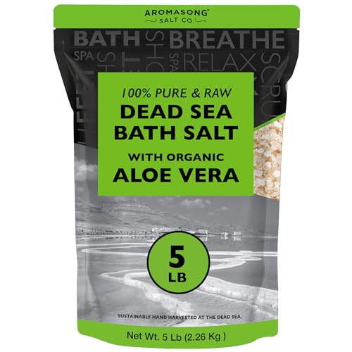 Dead Sea Salt with Organic Aloe Vera 80oz Bulk Pack for Bath & Skin Care