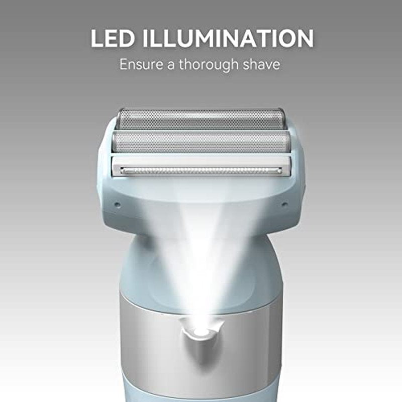 3-in-1 Electric Razor for Women,Dual-Foil Electric Shaver for Woman Face,Legs,Armpit,Rechargeable Bikini Trimmer,3-,Intimate Shaver with Illumination,Public Hair Trimmer Women (Light Blue)
