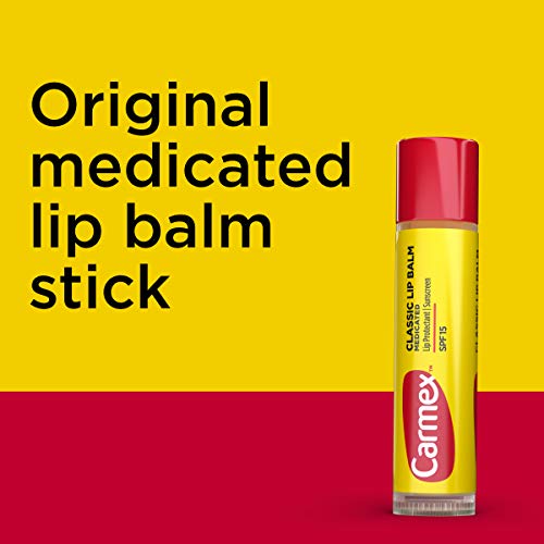 Carmex Classic Medicated Lip Balm Sticks - 12 Count (4 Packs of 3) SPF 15 Lip Moisturizer for Chapped Lips